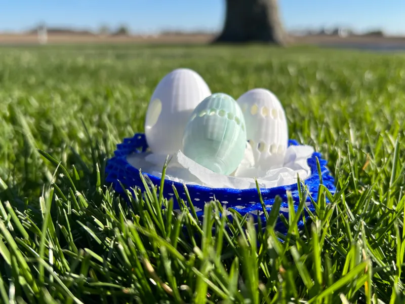 Spring Easter Egg Basket w/ Decorative Eggs