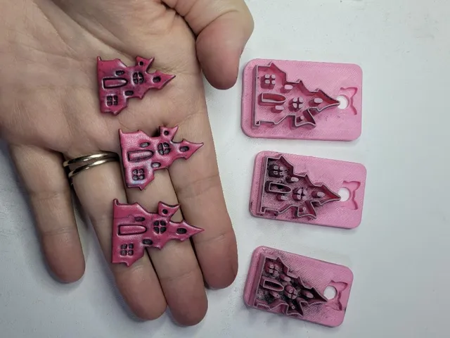 Haunted House 3 Sizes Polymer Clay Earring Cutter