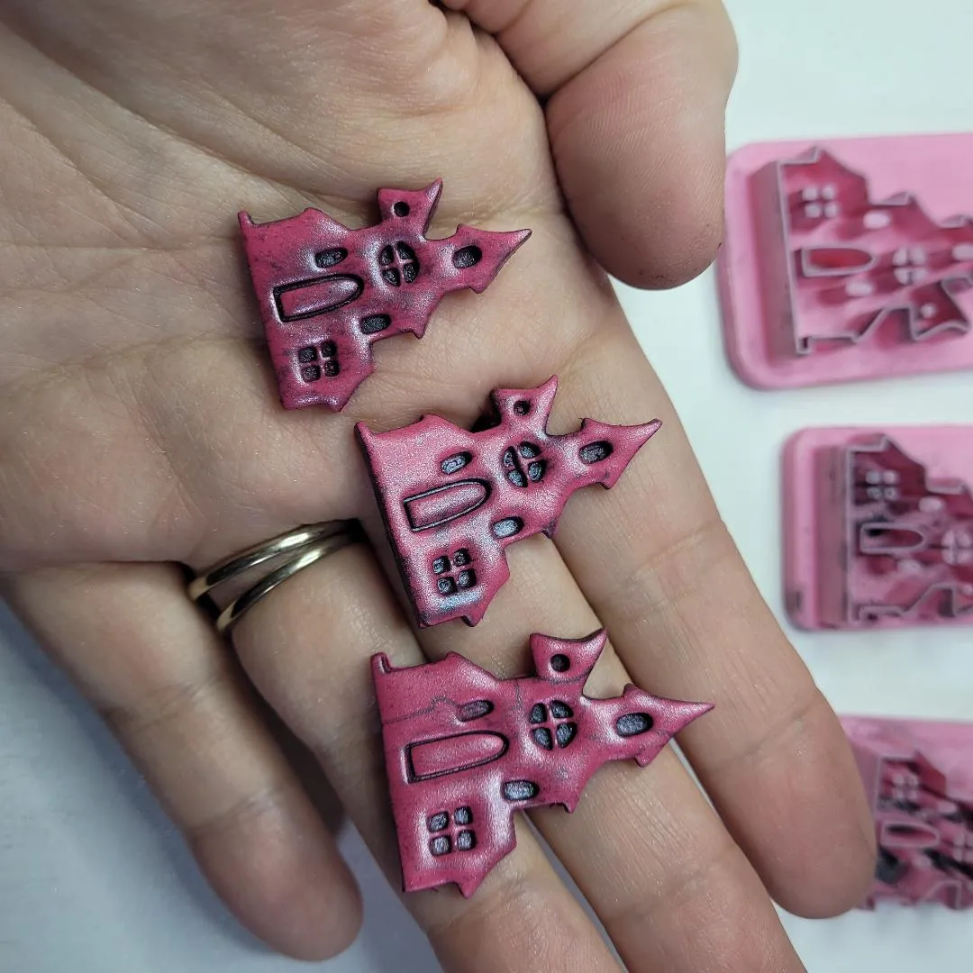 Haunted House 3 Sizes Polymer Clay Earring Cutter view 4