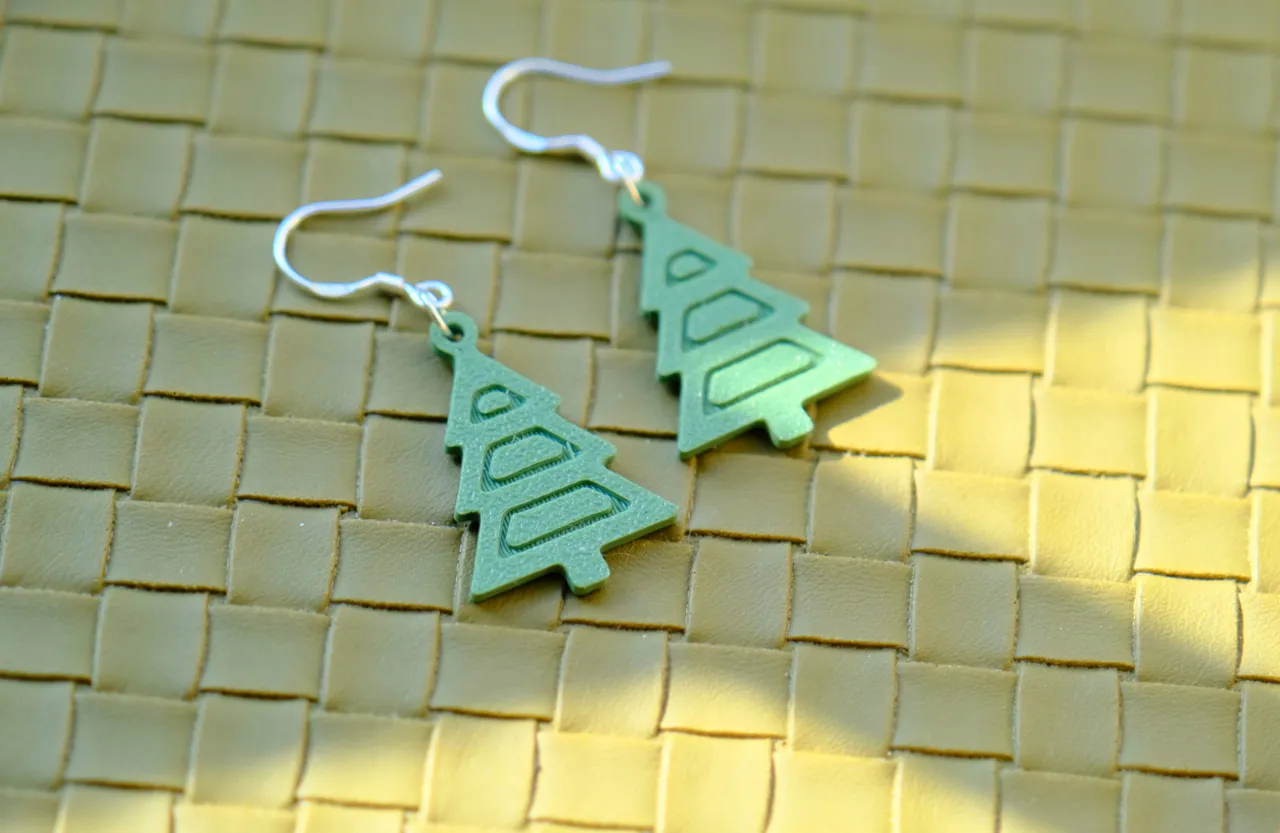Minimalist Triangle Christmas Tree Earrings view 3