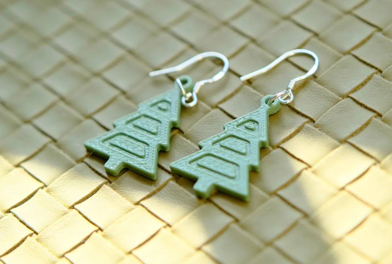 Minimalist Triangle Christmas Tree Earrings view 4