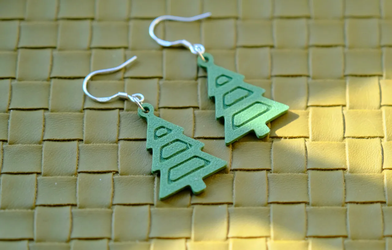 Minimalist Triangle Christmas Tree Earrings view 2