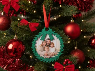 Wreath-Shaped Photo Frame Ornament Snap-Fit