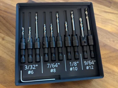 Gridfinity Pilot Bit/Countersink Bit Holder