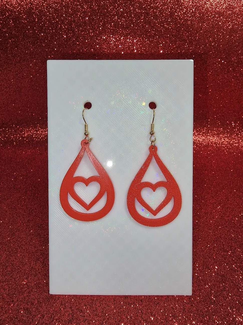 Drop heart earrings view 2