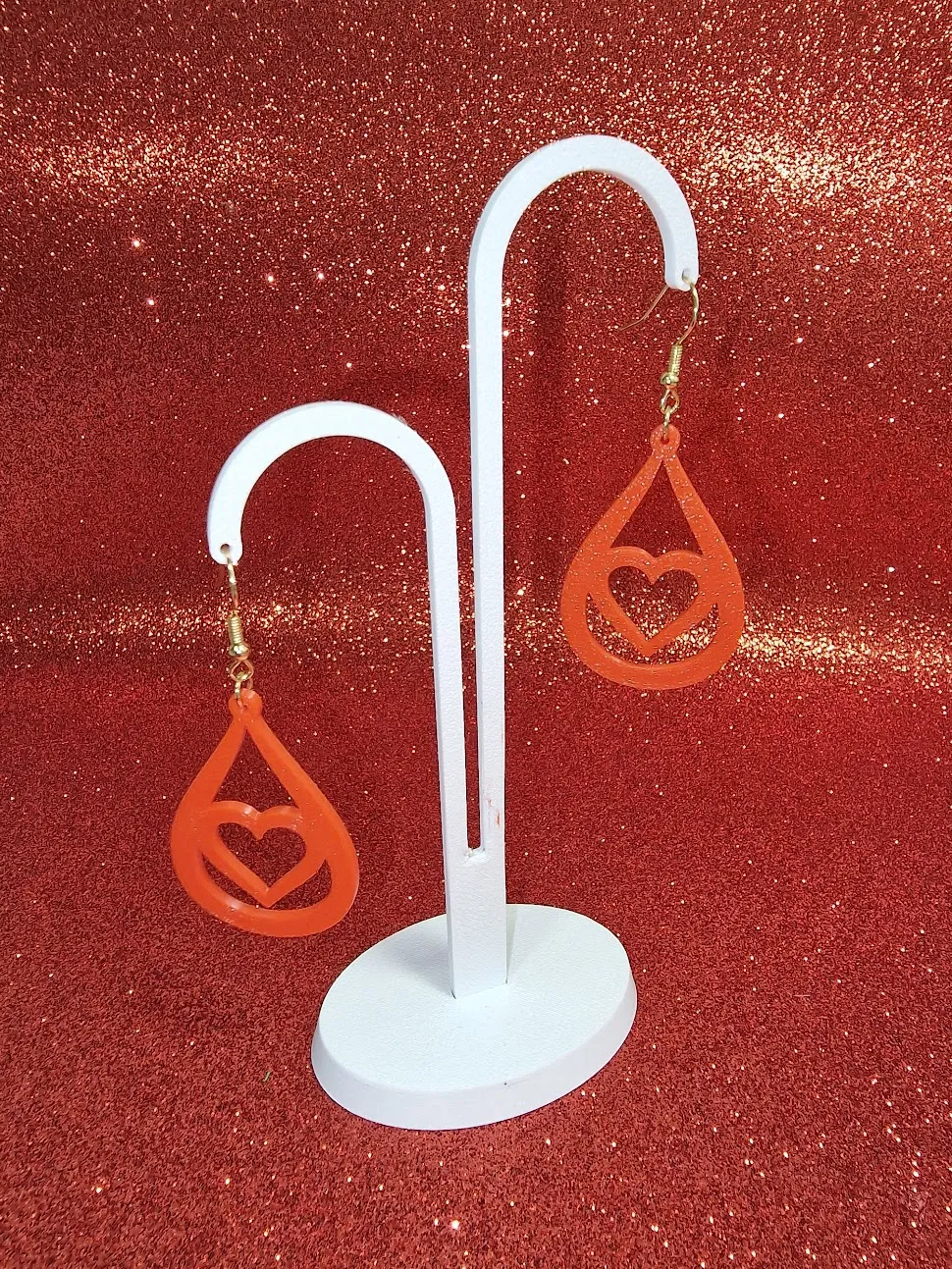 Drop heart earrings view 3