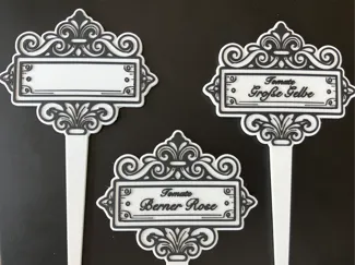 Fancy ornate plant sign