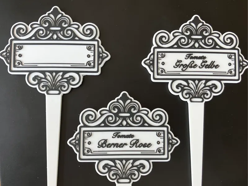 Fancy ornate plant sign