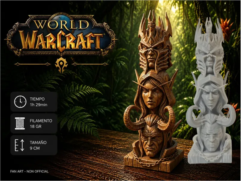 Lich King Sylvanas Illidan Wooden Totem WoW