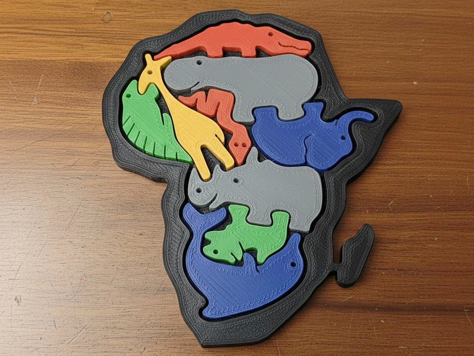 Puzzle animales silueta africa