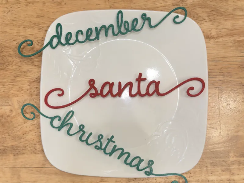 Holiday Plate Decorations - Festive Words 