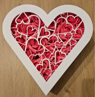 Heart gifts box with lid, from 10mm to 150mm h