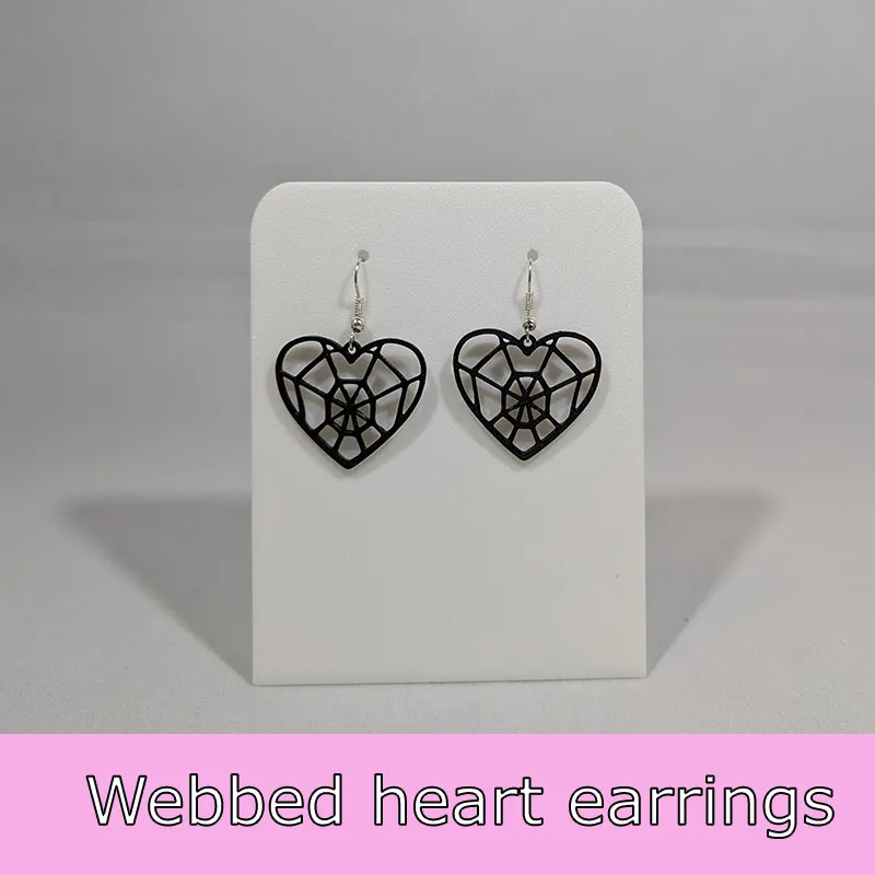 Webbed heart earrings view 2
