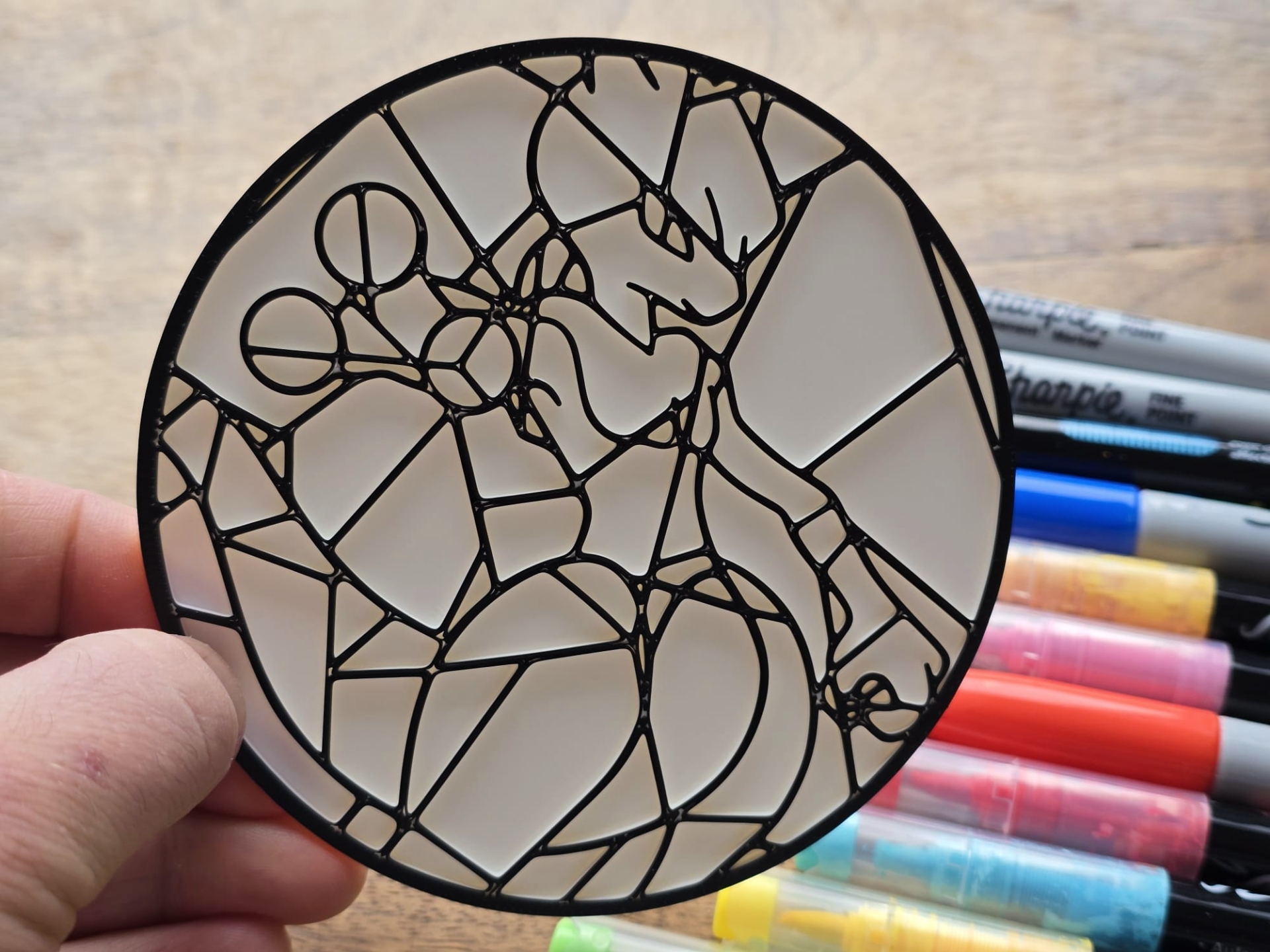 Mew Two Coloring Stained Glass Mosaic Craft