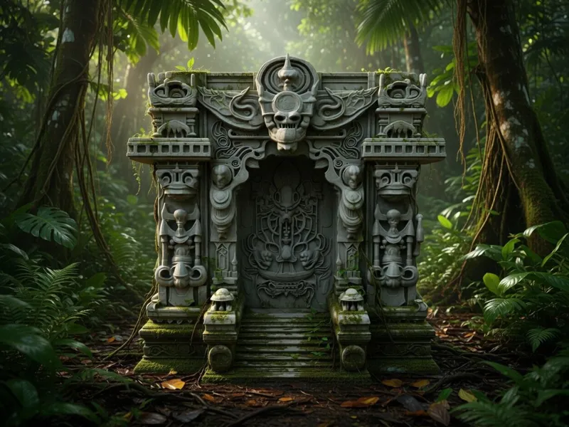 Mayan or Aztec Temple jungle entrance deco