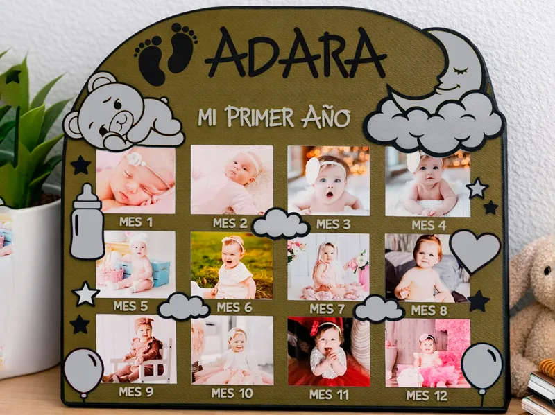 Marco de fotos personalizado para bebés 12 meses
