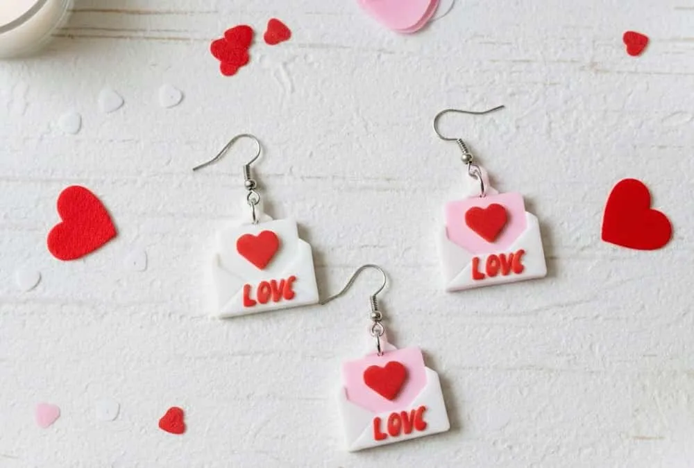Mini love heart envelope earrings view 3