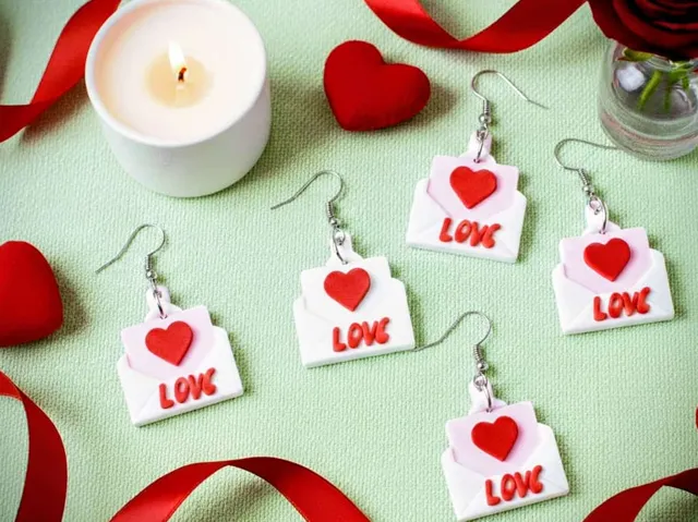 Mini love heart envelope earrings