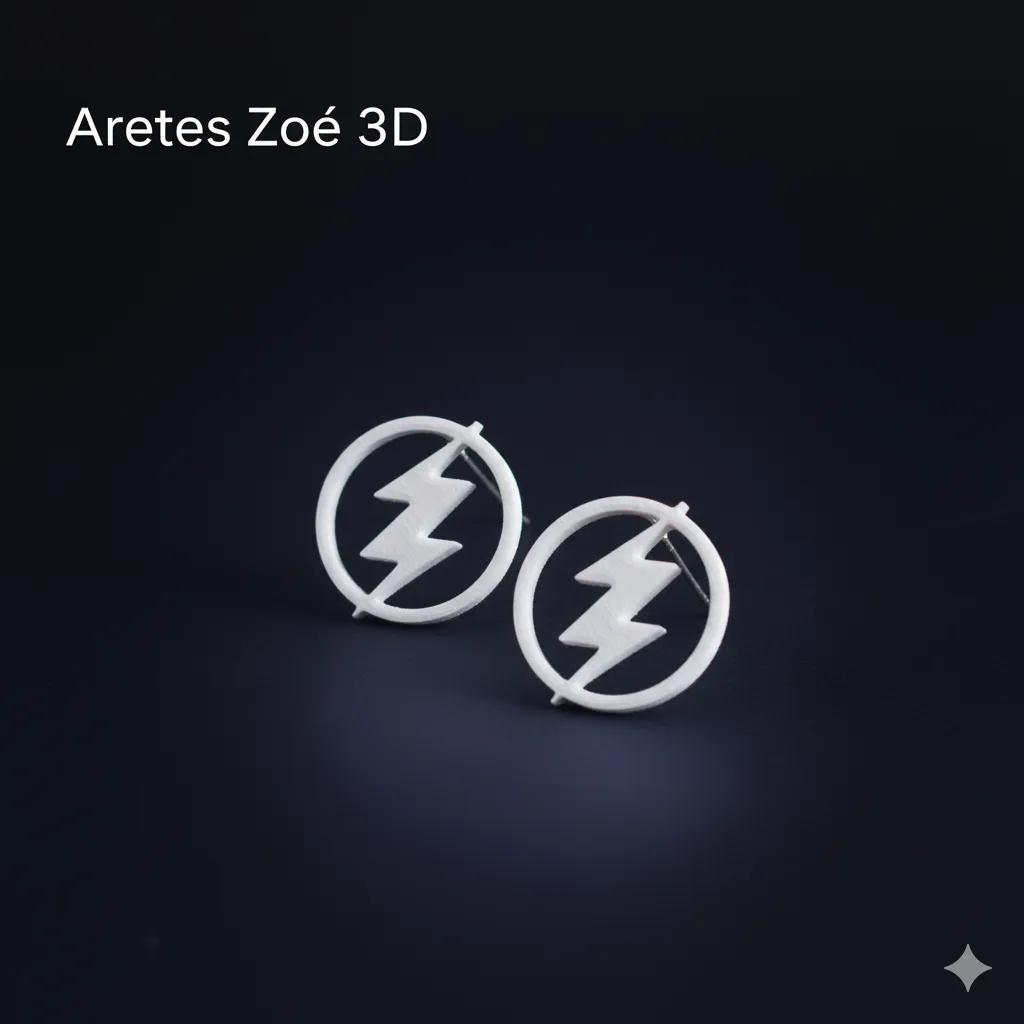Aretes Logo Zoé (Rayo) - Impresión 3D view 2