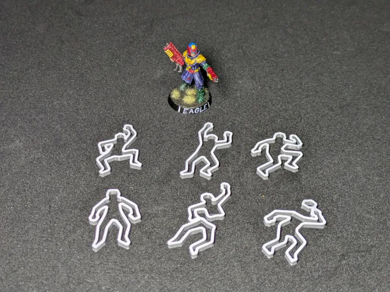 Crime Scene Chalk Outline - 32mm scale tokens