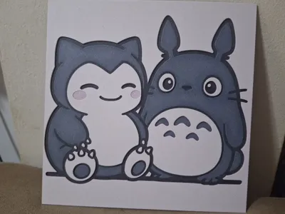 Portrait of Snorlax + Totoro chibi Hueforge