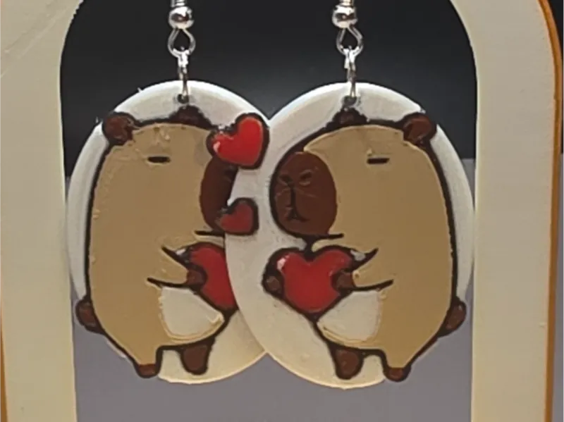 Capybara Valentine Earrings