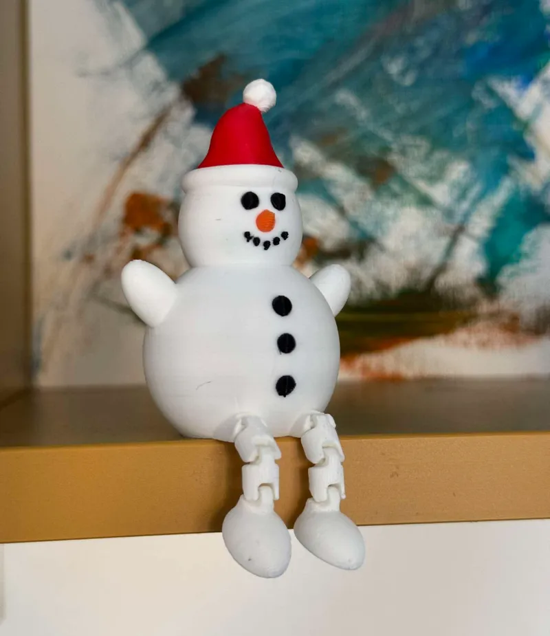 articulated Snowman with Christmas hat