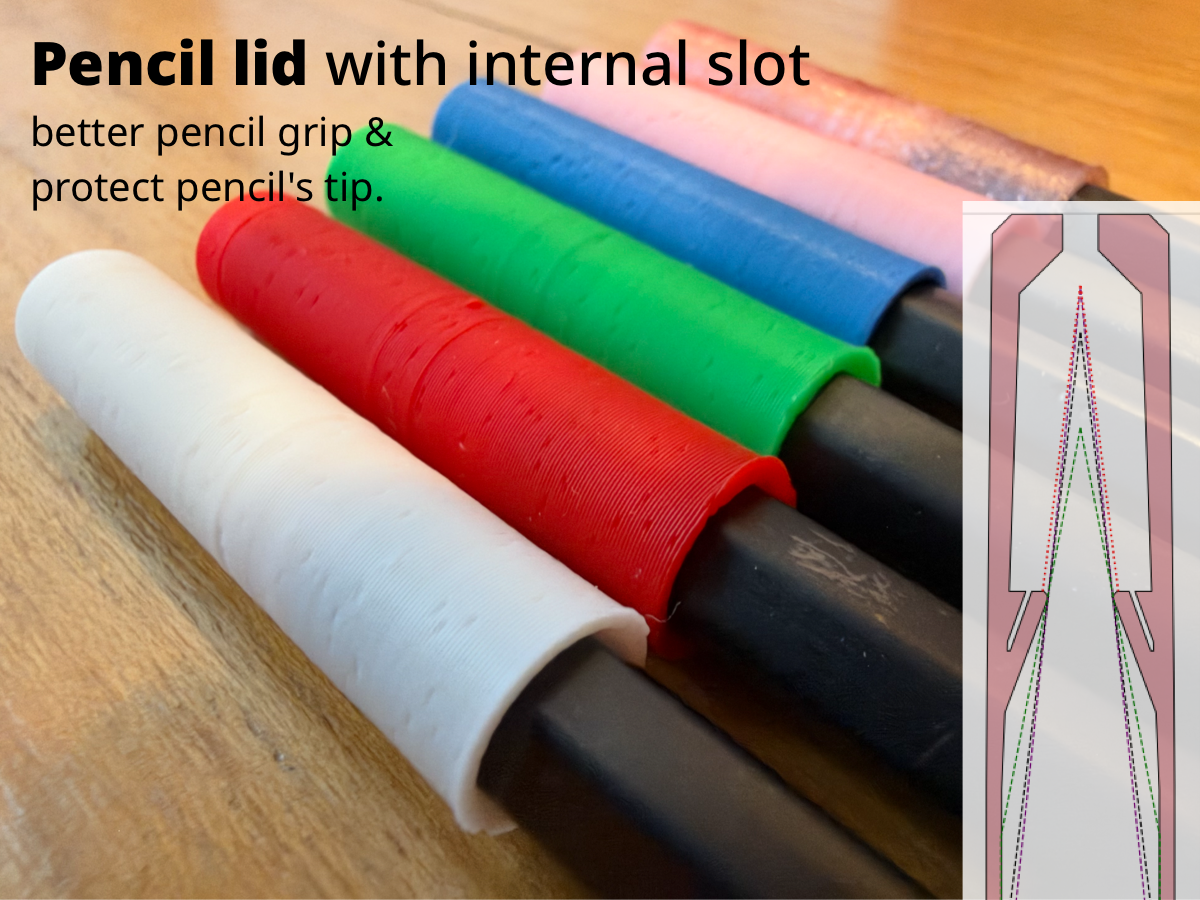 Floating-tip Pencil Lid - Better Grip & Protection 3D model