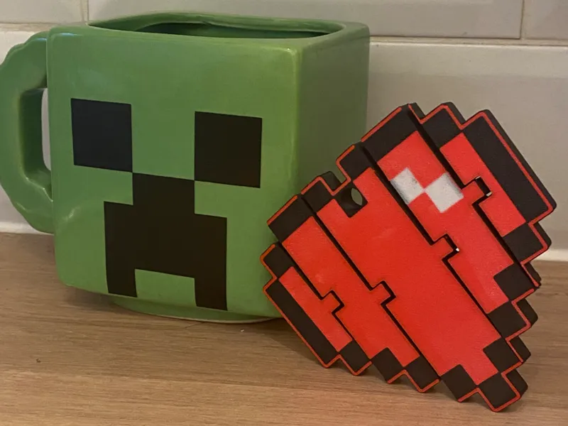 valentines Minecraft Heart Flexi Fidget Keyring