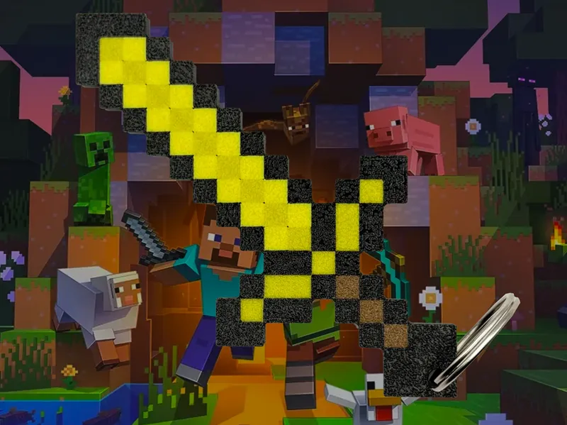 Minecraft Gold Sword Keychain