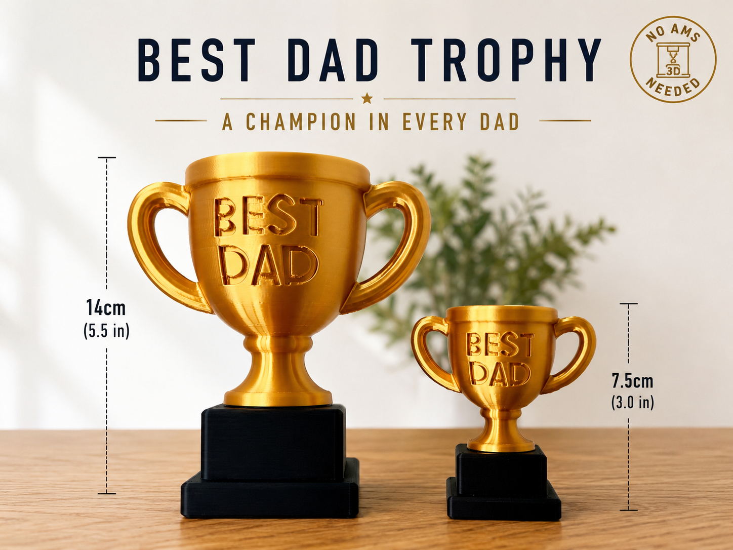 Best Dad Trophy – Birthday Day Gift -NO AMS NEEDED