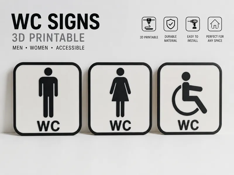 Minimalist WC Sign Set: Men, Women & Accessible