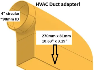 Vent duct adapter- 4" to rectangular
