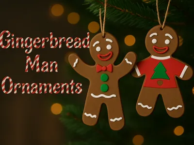 3D Printed Gingerbread Man Ornament Set