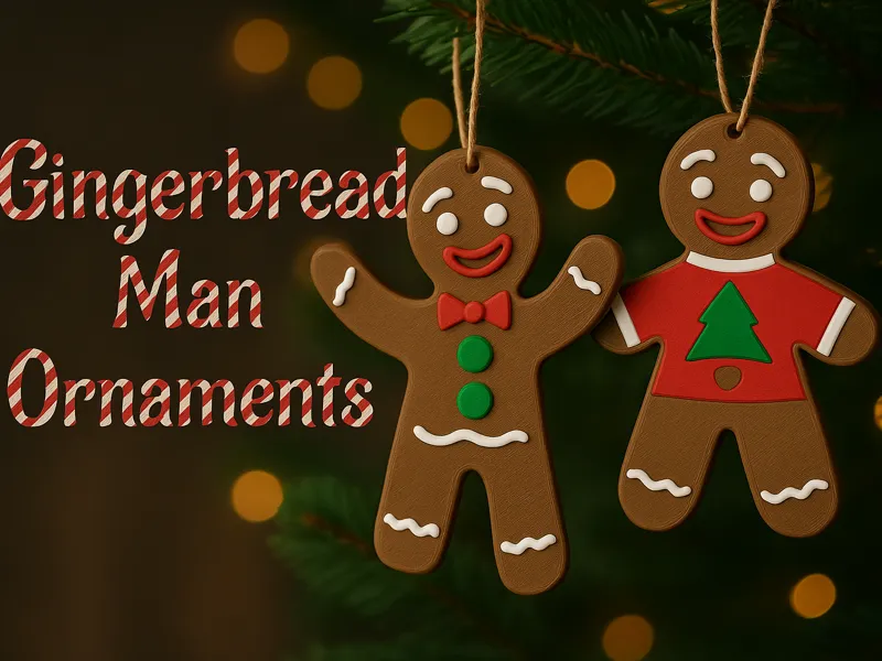 3D Printed Gingerbread Man Ornament Set