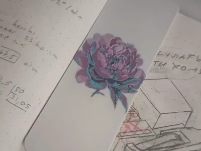 Peony Flower Bookmark 50x150 mm