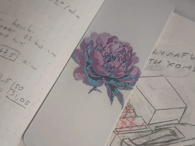 Peony Flower Bookmark 50x150 mm