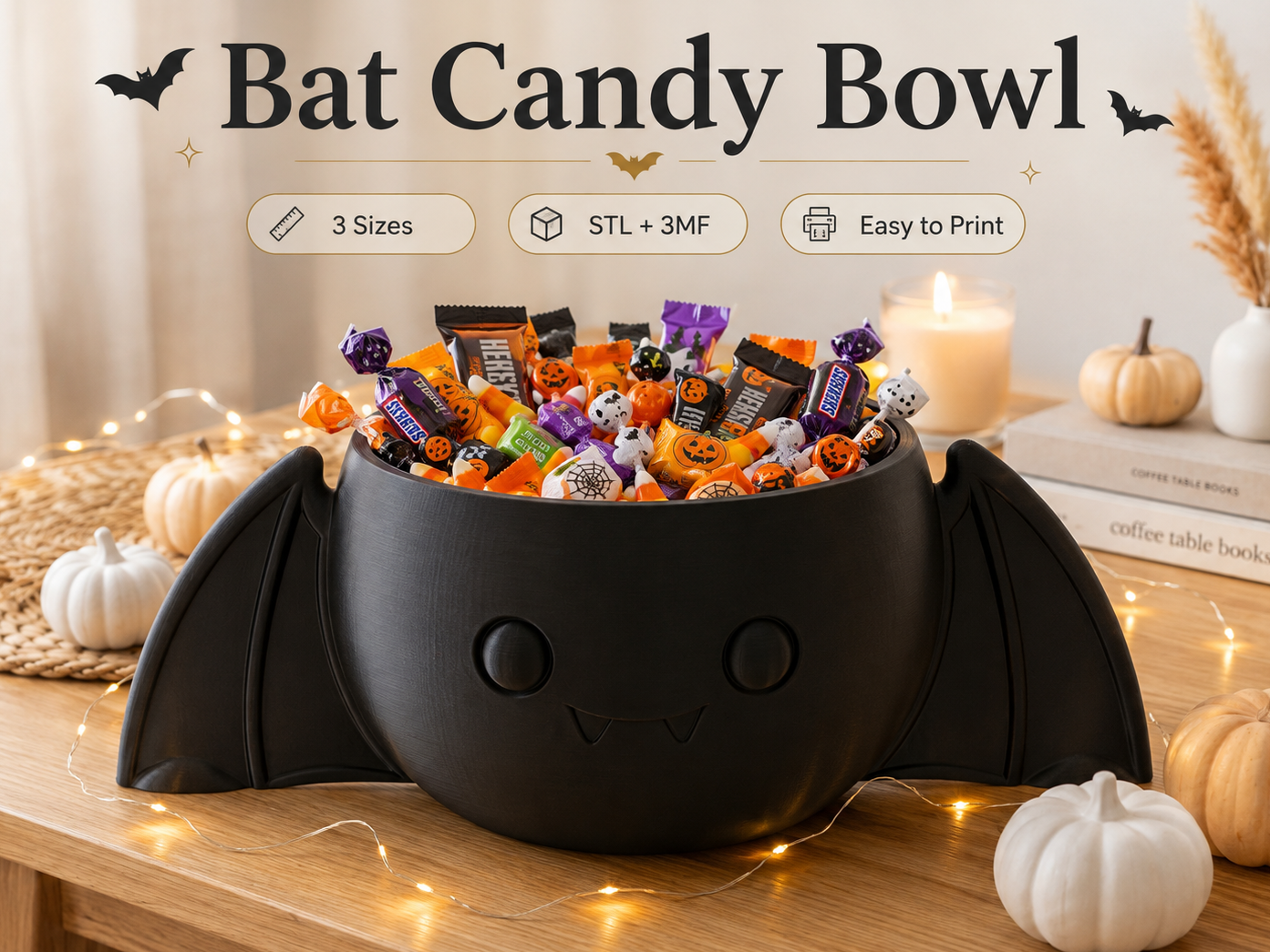 Cute Bat Candy Bowl – Halloween Decor 3D model by Sofie