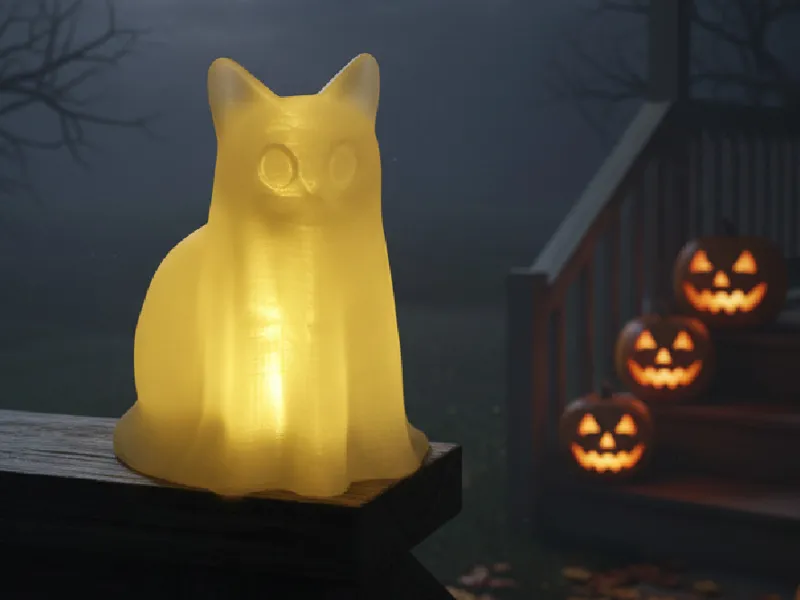 Glow in the Dark Ghost Cat Tealight Holder