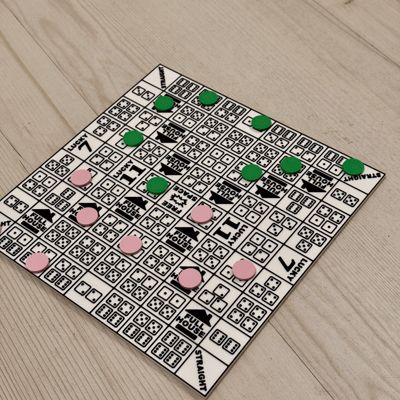 Dice Poker Game board and Pieces 
