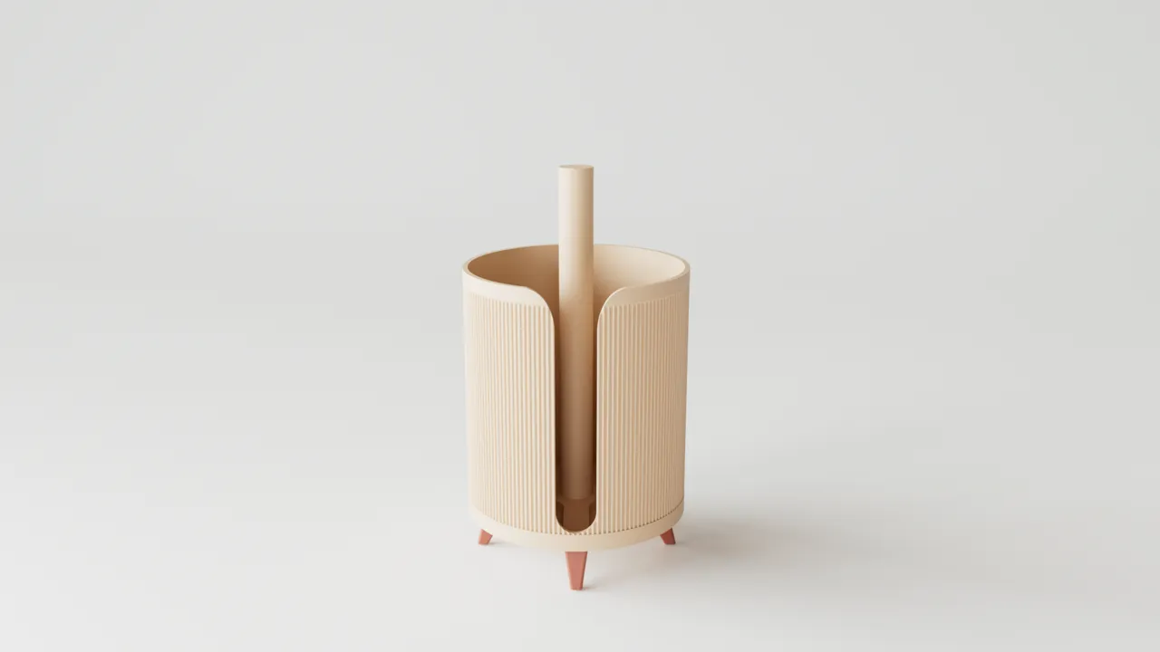 Chair-leg paper towel rack view 2