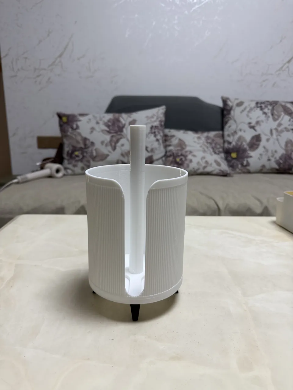 Chair-leg paper towel rack view 3