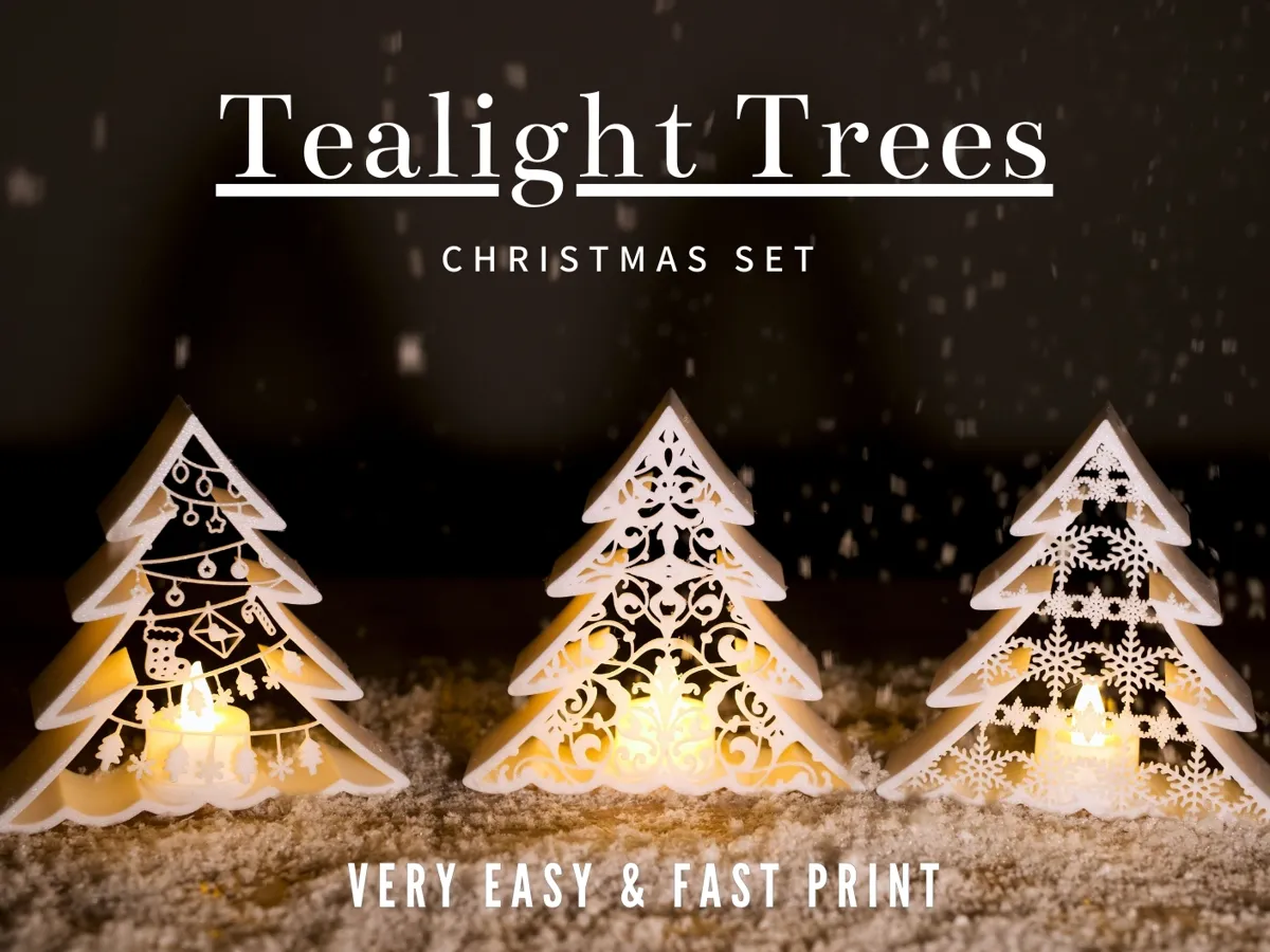 Christmas Tealight Trees - Fast Print Set by Dekoracjum Designs by zajcus MakerWorld: Download Free 3D Models - 3D model önizlemesi