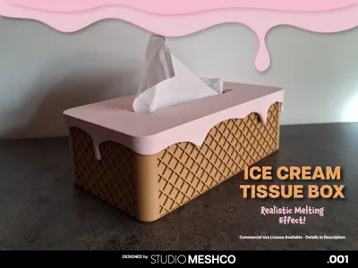 Ice Cream Tissue Box Holder | Melting Waffle Cone