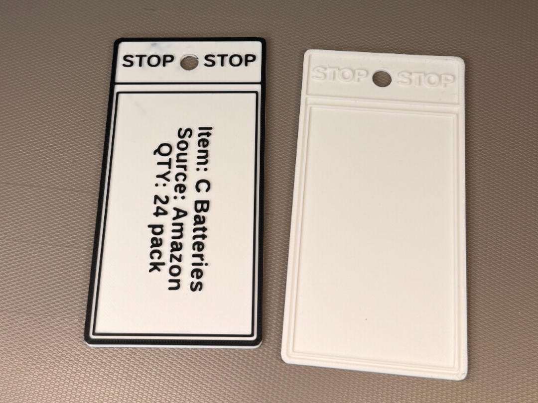 2 Bin System Inventory Tag For Reordering 