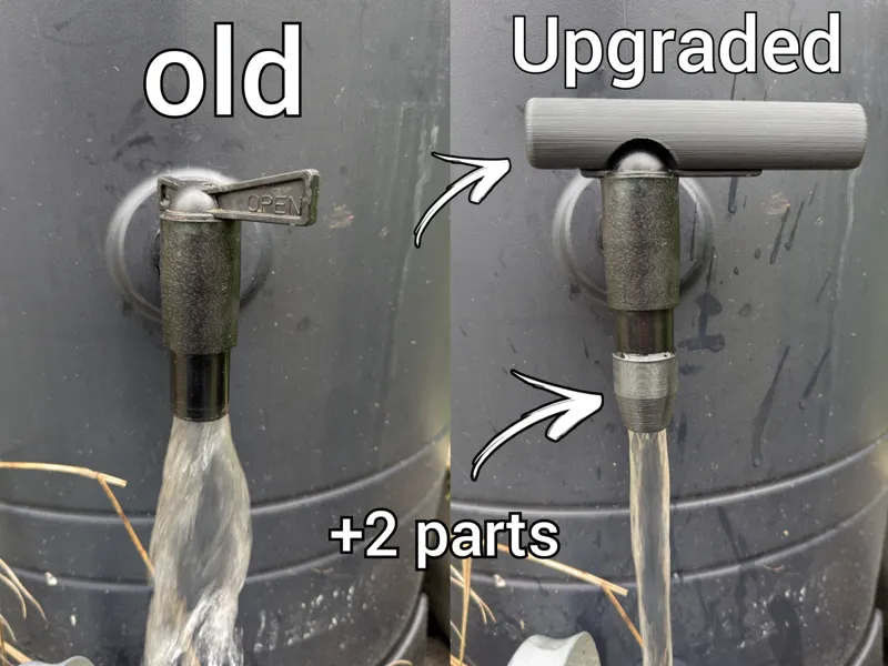Water barrel tap upgrade: Handle + Water Nozzle