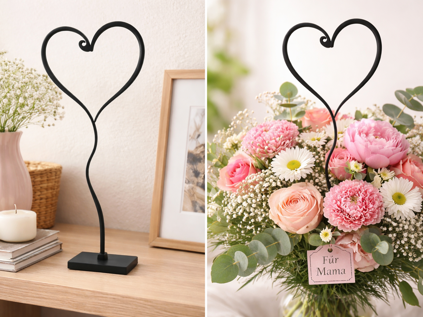 Herz Deko für Blumen & Standfuß Muttertag