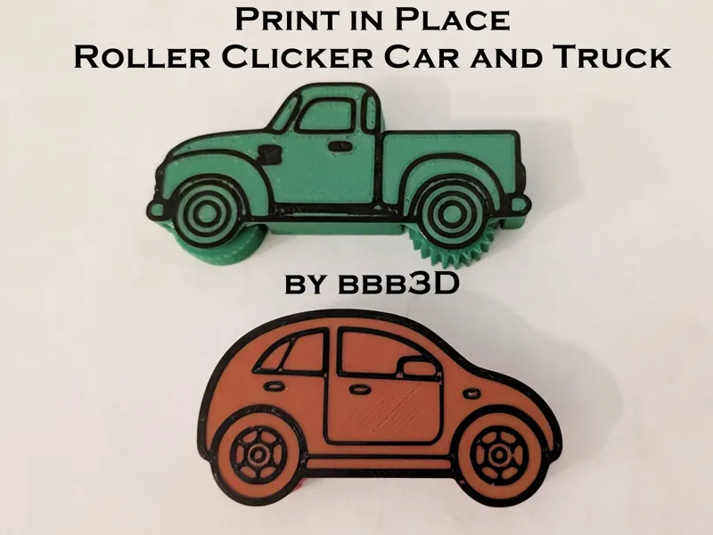 Car and Truck Roller Clicker Print in Place