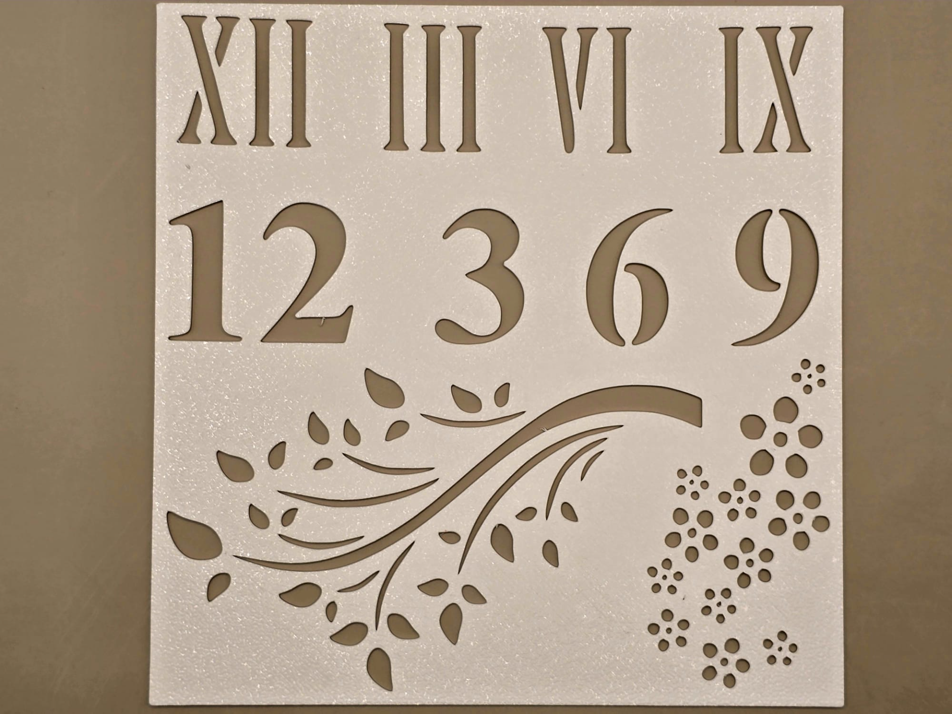 Roman Numbers Leaves Flower Stencil Template