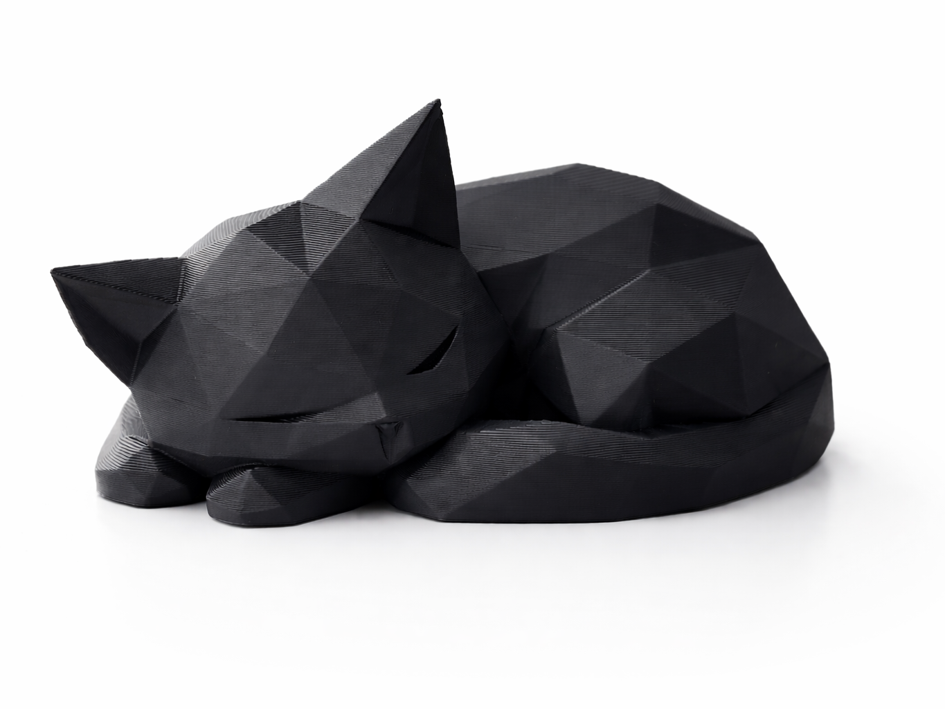 Low Poly Sleeping Cat – Minimalist Decor